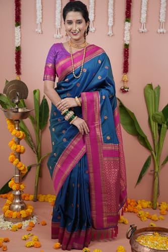 Image of SGF11 Women's Kanjivaram Pure Soft Silk Saree With Unstitched Blouse Piece