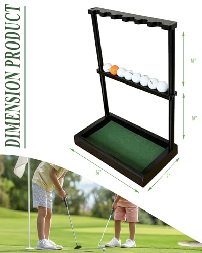 Image of Golf Club Rack Stand, Solid Wood Golf Club & Putter Display Rack, Golf Club Organizer Holds Up to 6 Clubs with Ball Storage, Floor Rack for Indoor Golf Simulator, Office or Home