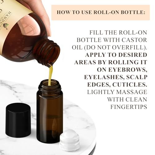 Image of Handcraft Blends Organic Castor Oil 16 Fl Oz | Roll on Bottle | 100% Pure and Natural | Premium Grade Carrier Oil | Hair, Eyelashes and Eyebrows | Hair and Body | Expeller-Pressed | Hexane-Free