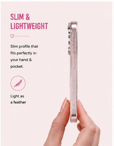 Image of mobistyle Compatible with iPhone 16 | Rhinestone Bow Elegant Heart Shell Pattern and Camera Lens Protection Back Cover Case for Women Girls iPhone 16 (Pink)