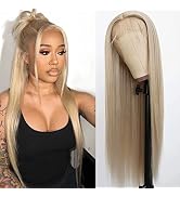 Lovestory Platinum Blonde Synthetic Lace Front Wigs Long Straight Heat Resistant Synthetic Lace H...