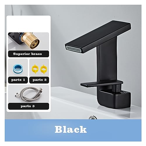 Robinet cascade noir mat avec mitigeur eau chaude et froide pour vasque chic - 3