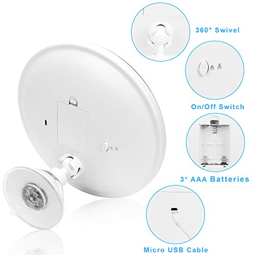 Lighted Makeup Mirror with Swivel Suction Cup - Wall Mounted, 10X Magnifying Travel Vanity Mirror Powered by USB or Battery, Portable Bathroom Makeup Mirror 360° Rotation for Cosmetic and Shaving - Thumbnail 6