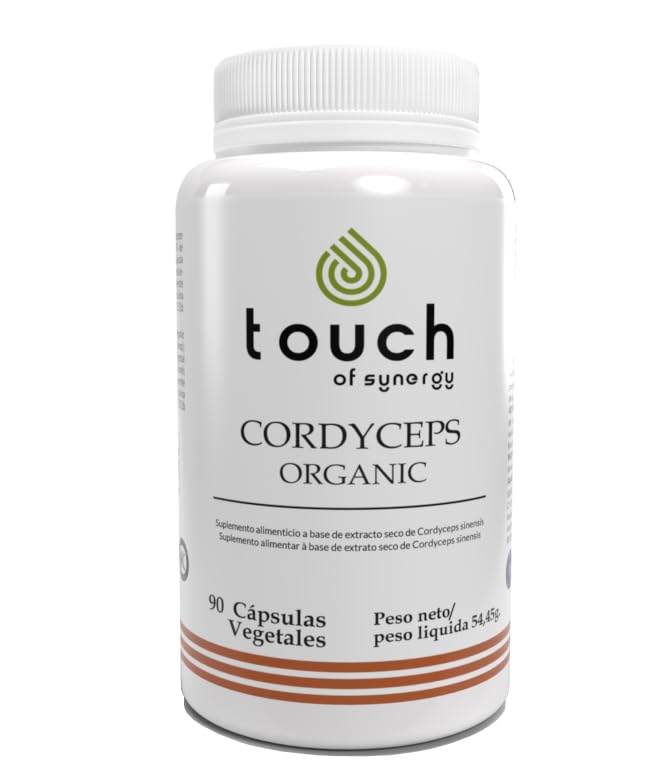 TOUCH OF SYNERGY – CORDYCEPS – Energía, Resistencia y Vitalidad – Apoyo Inmunológico y Rendimiento Físico – Adaptógeno Natural – 90 Cápsulas Vegetales