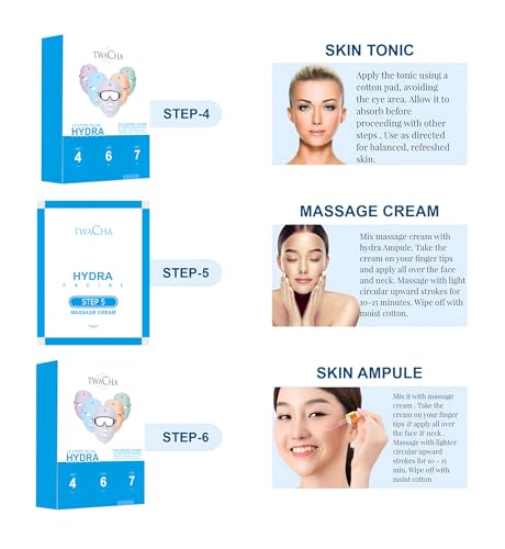Image of TWACHA Hydra Facial Kit for Deep Hydration & Instant Brightening Skin With Hyaluronic Power For Multi-Level Skin Hydration And Rejuvenation Anti-Ageing Facial Kit for Men & Women, 1 Count