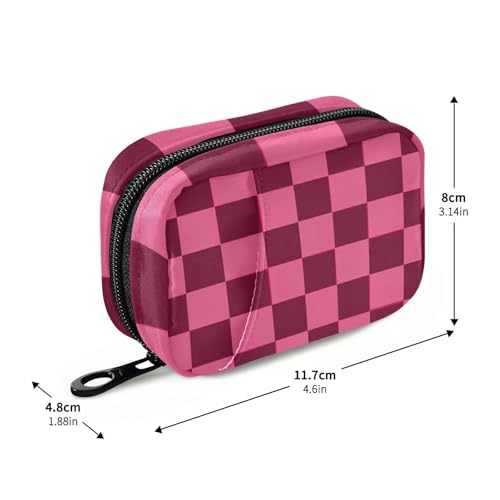 Image of Checkered Hot Pink Cute Pill Organizer Weekly Travel Pill Box 7 Day Large Capacity Pill Dispenser Case with 8 Pill Container Daily Pill Box Organizer Vitamin Holder Pill Bot