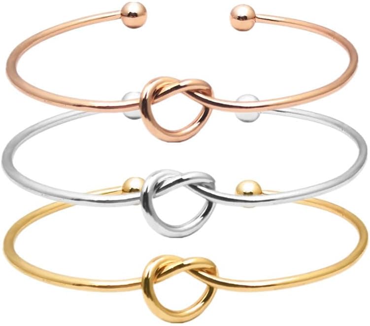 ONLYJUMP 14K Gold Plated Forever Love Knot Infinity Bracelets for Women Simple Delicate Open Adjustable Love Heart Cuff Bracelet Minimalist Knot Bangles Bracelet Fashion Jewellery Gift
