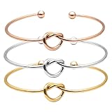 ONLYJUMP 14K Gold Plated Forever Love Knot Infinity Bracelets for Women Simple Delicate Open Adjustable Love Heart Cuff Bracelet Minimalist Knot Bangles Bracelet Fashion Jewellery Gift (three)