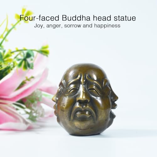 Estatua Cabeza de Buda de Cuatro Caras de Latón Pequeña miniatura 5