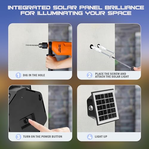 Image of Gigawatts 6 LED Solar Wall Light On /Off Botton & 1.5Ah Battery Water Resistant Decor Deck Fence Lights Flood Lamp for Home Garden Terrace Patio (Set of 1, Warm White)