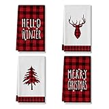 Artoid Mode Tree Elk Hello Winter Merry Christmas Kitchen Towels and Dish Towels, 18 x 26 Inch Red...