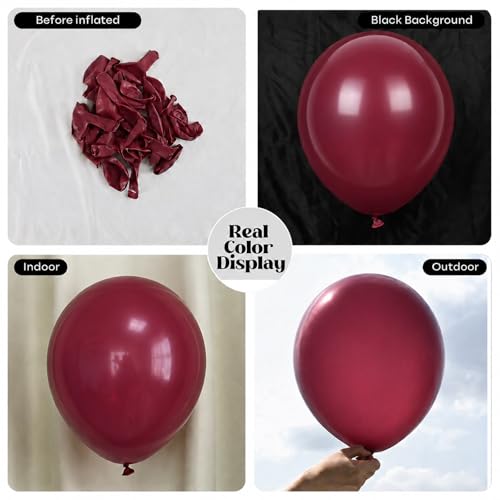 Image of Togvu Burgundy Balloons, 50Pack 12 Inch Dark Wine Red Maroon Latex Party Balloons for Graduation Bachelorette Valentine's Day Birthday Party Decorations