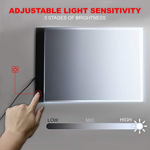 Picture/Perfect Light Box For Tracing - Ultra Thin Portable Led Light Pad, 3 Level Brightness Advanced Filter To Prevent Eye Fatigue, Includes Tracing Paper And Clamp, A4 9X13 Inch #TOP3