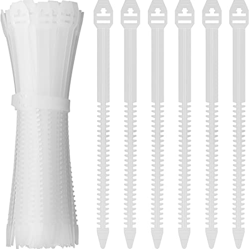 Saisn 100 Stück Fischgräten-Kabelbinder, verstellbare Kunststoff-Kabelbinder, wiederverwendbare Fischgrätenform, Drahtbinder, langlebig, ultrastark, transparent, Reißverschlussriemen (15,4 cm, weiß) Cover