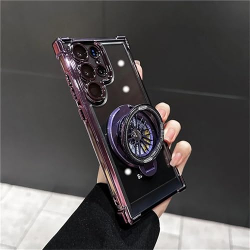 Coque Galaxy A54 5G antichoc violet foncé transparente avec aimant de fixation
