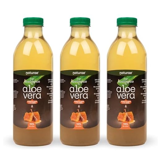 NATURAE Jugo Aloe Vera y Miel Ecológico - 3 Recipientes de 1000 ml - Total: 3000 ml