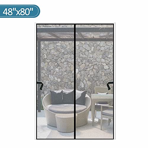 Magnetic Screen Door Fits Door Size 46"X79" Snap On Screen Door Magnets Mesh Screen Curtain Sliding Door Mosquito Door Net With Heavy Duty For Frech Door/Entry Door/Interior Door/Patio Door #TOP1