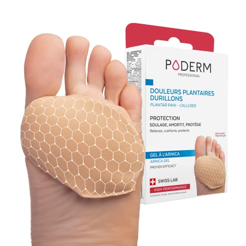 PODERM - CORS & DOULEURS PLANTAIRES PROTECTION - GEL ARNICA BREVETÉ - Orthèse Pied - Soulage immédiatement la douleur - Amortit & Prévient les callosités - Actifs 100% Naturels - Taille S - Swiss Lab Cover
