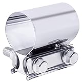 bylikeho Exhaust Clamp,Car Accessories Stainless Butt Joint Band Clamp Sleeve Coupler,2.0” 2.25” 2.5” 2.75” 3.0” 4.0” Exhaust Pipe Clamp Muffler Band Clamp Sleeve,Fit for Exhaust Pipe (2.25 inch)