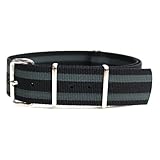 Phoenix社製 NATO軍G10正規 ストラップ 20mm JB（黒＆グレー） ナイロン 時計ベルト バンド [クロノワールド chronoworld] [簡単キット付]