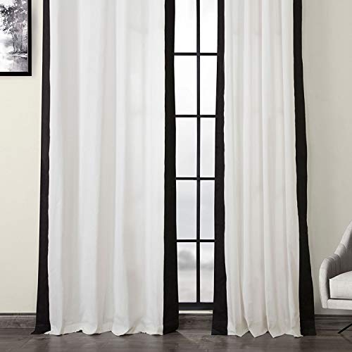 HPD Half Price Drapes Grommet Vertical Colorblock Curtain (1 Panel), Cotton, Fresh Popcorn and Black, 50 X 120 - Image 4