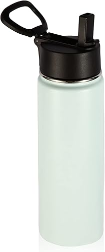Volhoply Botellas de agua aisladas de 22 onzas con tapa con popote, botella deportiva de acero inoxidable con asa, tazas de agua de metal al vacío