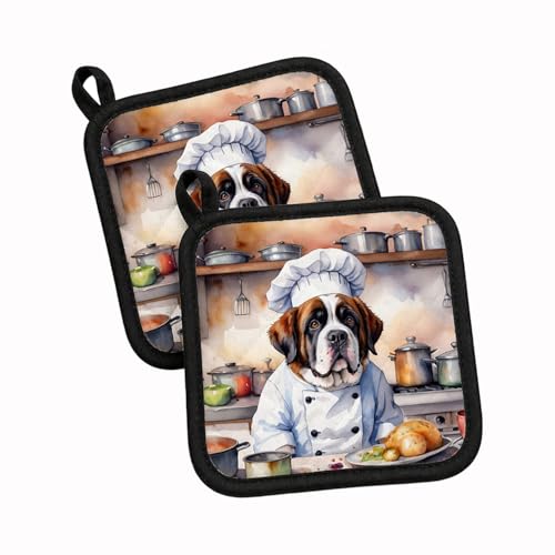 Caroline's Treasures Saint Bernard Set of 2 Kitchen Pot Holders