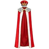 Colorful House 2PC King Queen Robe Halloween Costume Cosplay Medieval Prince King Costume Cape for Aldult (150cm/59, Cape+Crown)