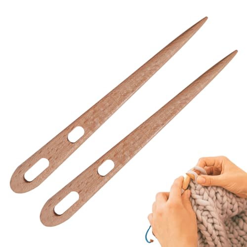 Povanjer Agujas Grandes con para Hilo, Agujas de Coser a Mano con Grande | Agujas de Bordar de Dos Ojales, 2 Unidades | Suministros para Tejer y Ganchillo, Aguja de Tapiz para Coser con