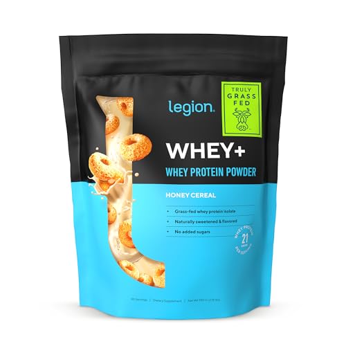 LEGION Whey+ Whey Isolate Protein Powder from Grass Fed Cows - 30 Servings (30 Serving, Honey Cereal)