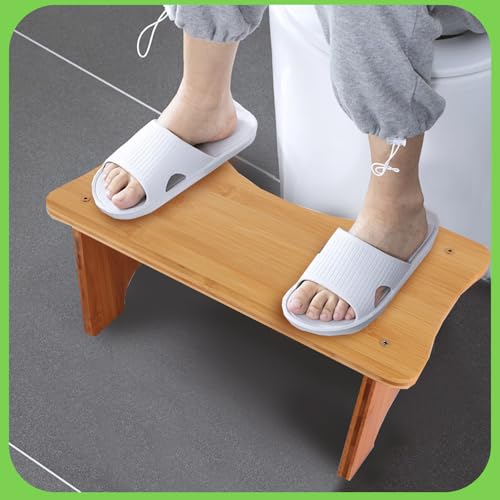 Taburete con caca ASelected de madera, pedal de inodoro portátil y taburete corto de baño 6