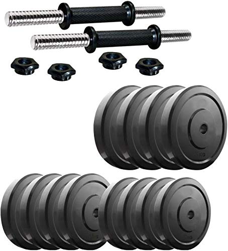 Griffin Dumbbell Rod 14 inch with PVC Unbreakable Black Weight Plates 14KG(2KGx4,3KGx2)-image-17