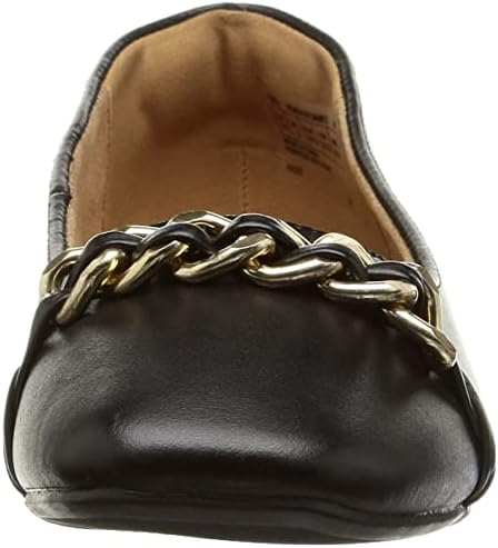 Rockport Women's Zoie Chain Ballet Flat, Black Leather, 7 | Image 1