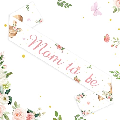 Funmemoir Oh Deer She's Almost Here Mom to Be Sash - Baby Shower Decorations for Girl
