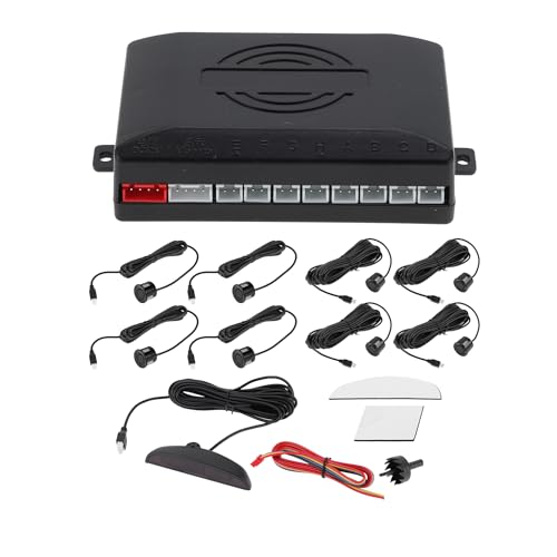 Motoforti Universal Car Auto Vehicle Reverse Backup Radar System Reverse Parking Sensors Alarm Buzzer Reminder Distance Detection Black 8 Parking Sensors