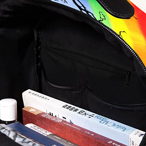 Mochila de elefante y globo arcoíris unisex para universidad y uso diario multicolor 4