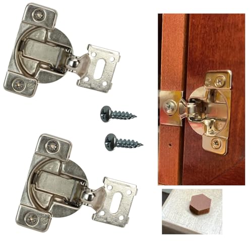 E.H.C. Face-Frame Cabinet Hinge Repair Kit for Grass TEC 861, 7-16 Overlay, 108° Dowel, Nickel Finish, 2 Hinges with Hardware