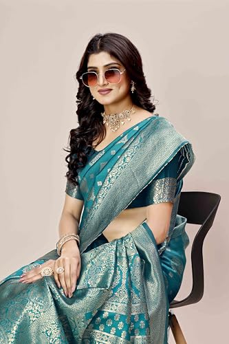Image of Shasmi Women's Banarasi Saree Pure Kanjivaram Silk Saree Soft new ladies 2025 Design Wear Pattu Sarees Party Sari collections With Blouse Piece for Wedding sadi (PARI-218)