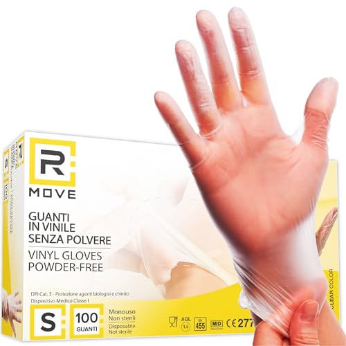 R MOVE 100 guanti in vinile monouso S senza polvere,