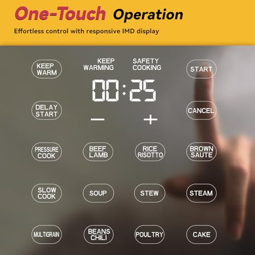 Image of Electric Pressure Cooker 6 Quart Silver, Non-stick Pot, 9-in-1 Instant Pot, 12 Preset Functions with Touchscreen, Safe Steam Release, Stew, Slow Cook, Rice, Saute, Warmer