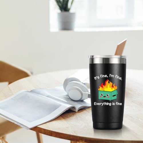 MASGALACC Dumpster Fire Desk Accessories Gifts for Women Men Coworker Employees - Funny Office Decor Desk Accessories 20oz Drinking Cup Coffee Mug Tumbler