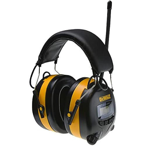DEWALT DPG15 Hearing Protection Earmuffs with AM/FM Radio, LCD Display, 8 Presets, 3.5mm Aux, NRR 25dB
