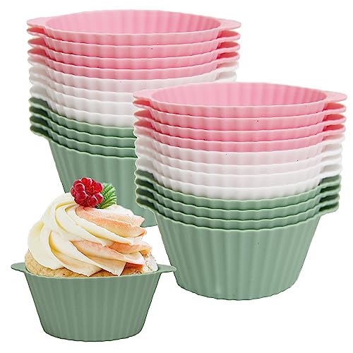 Anxbbo Silicone Baking Cups 24 Pack Reusable & Non-Stick Muffin Liners For Cupcakes Standard Size, Bpa Free, Dishwasher Safe (24Pcs) #TOP20