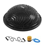 ISE Balance Trainer, Halbkugeltrainer, Ø 63 cm, mit Widerstandskabel und Pumpe, für Yoga, Gymnastik und andere Sportarten SY-BAS1005 (Schwarz)