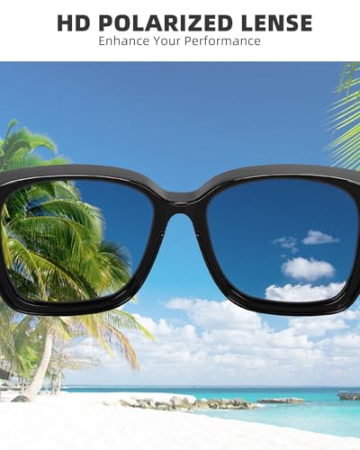 Polarized Sunglasses Fit Over Glasses for Women, Square Wrap Around Shades for Driving Riding UV400 Protection4
