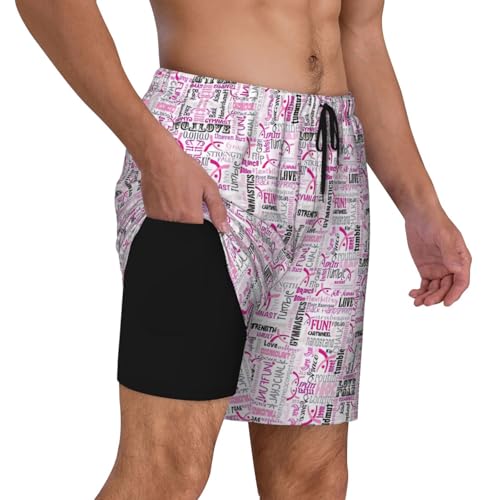 Gymnastics Red Print Men's Bathing Suit Lining Quick-Drying Beach Shorts Anti-Chafe Compression Liner3