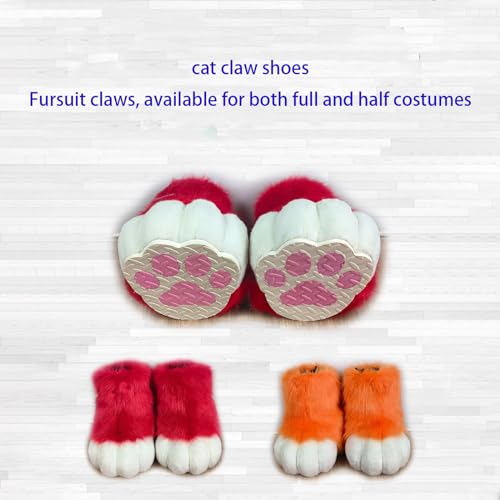 Furry Faux Animal Paw Slippers, Cosplay Animal Cat Wolf Dog Fox Fur Costume Shoes, Fursuit Fur Accessories Slippers KIG4