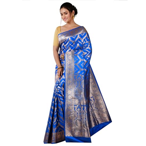 Aishani Collection blue banarasi silk saree in katan silk – image 3