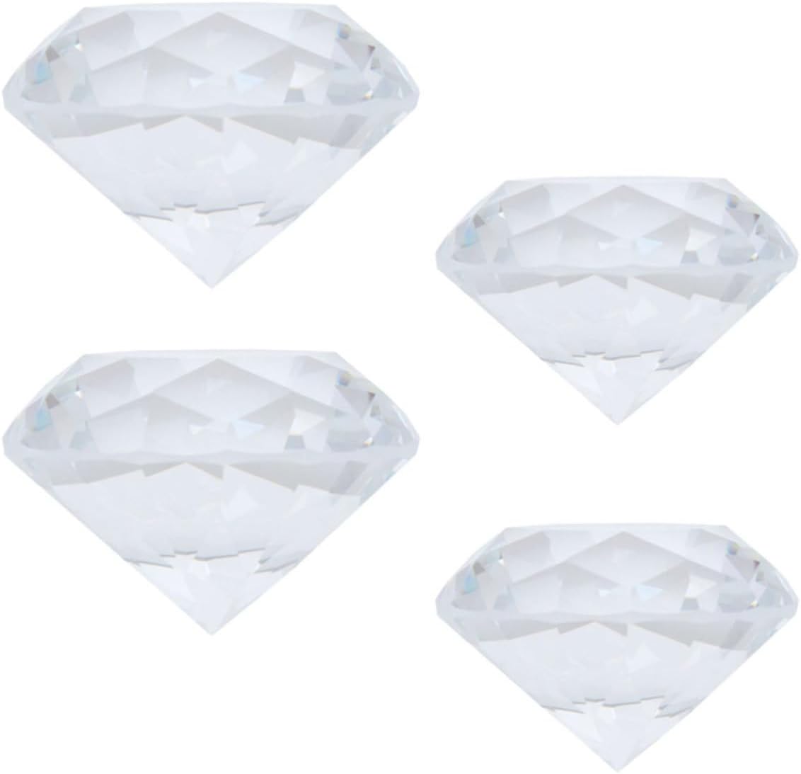 GANAZONO 4pcs Large Diamond-Shaped Fake Diamond Crystal Decor