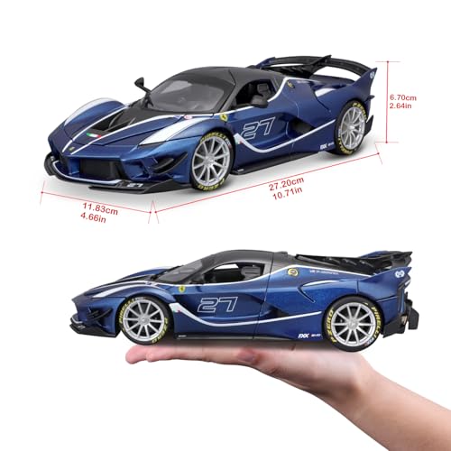 Bburago Ferrari FXX-K Evo: Modellino Auto In Scala 1:18, Serie Ferrari Race & Play, Porte, Bagagliaio E Cofano Mobile, Blu (18-16012B) - 7